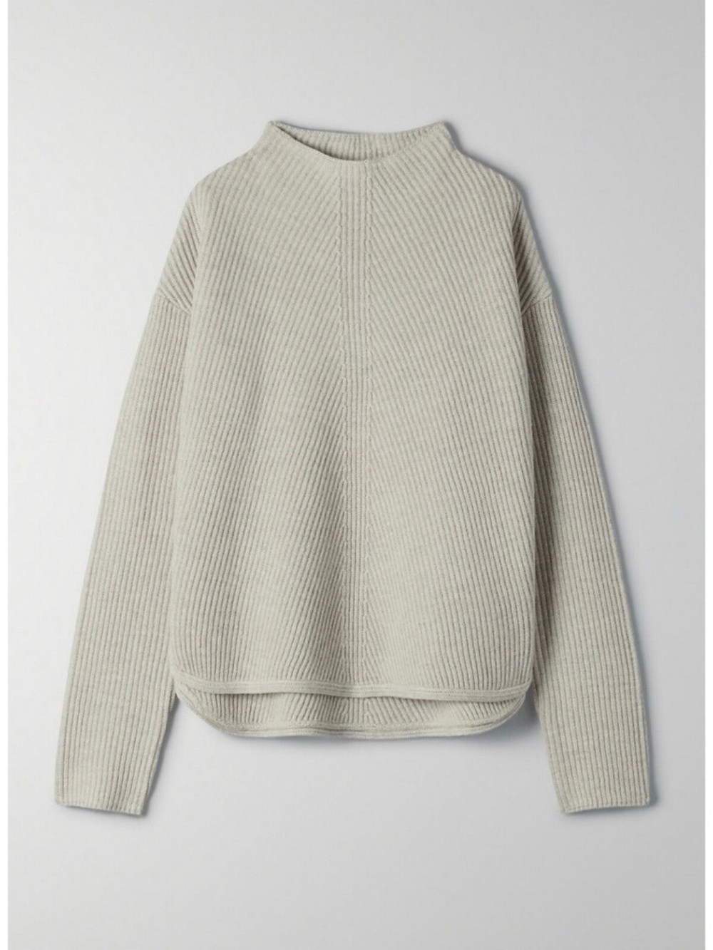 Babaton Ribbed Mock Turtleneck Wool and linen Sweater - Light Beige
